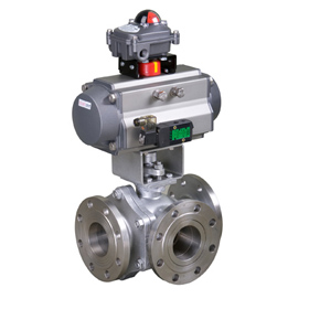 气动三通法兰式球阀-产品描述